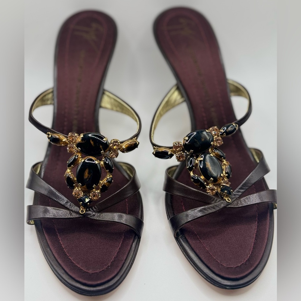 Giuseppe Zanotti Black and Gold Sandals